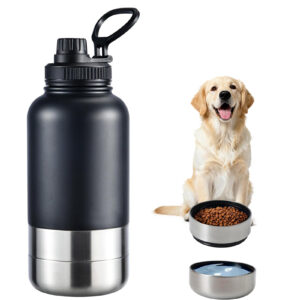 Insulated Dog Water Bottle 32oz Keep Water Cool with 2 Bowls